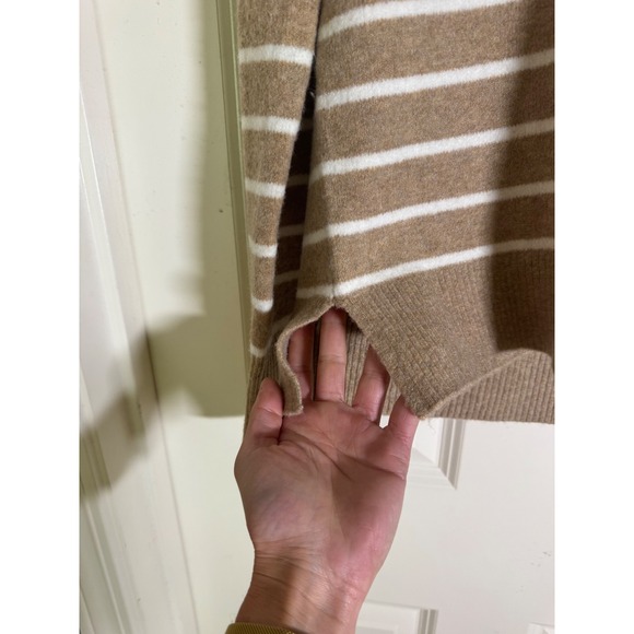 J. Crew Extra Soft Striped Crew Neck Sweater XS Camel White Wool Blend - Picture 4 of 9